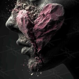 Broken Heart on Face Background 04